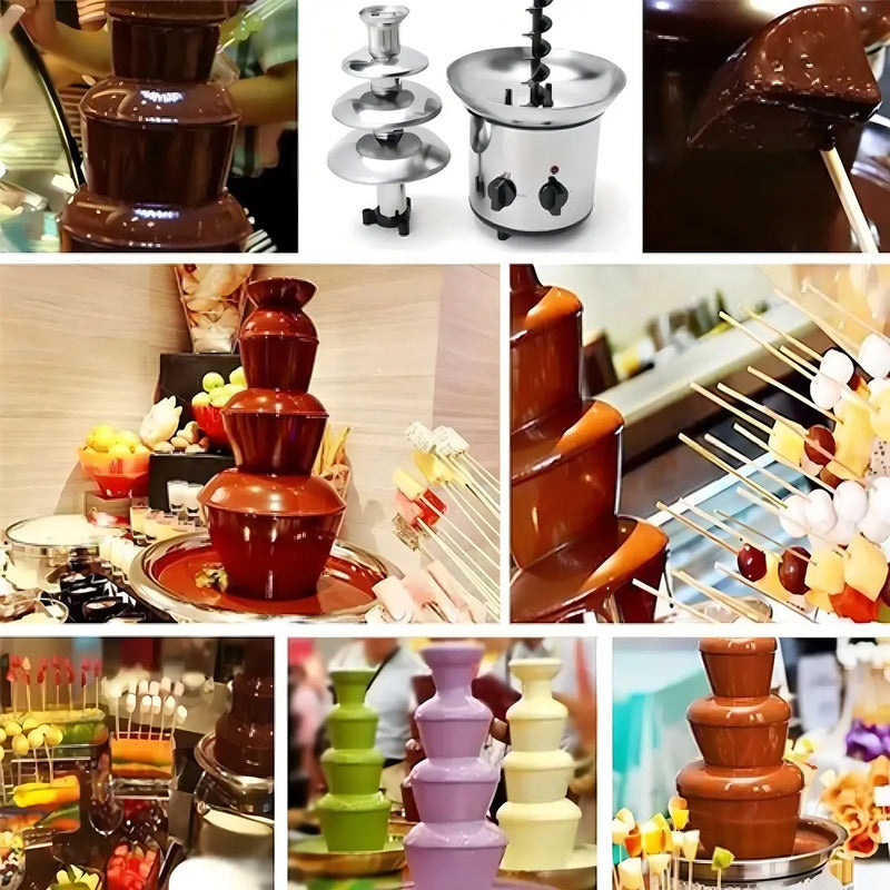 Cascada Fuente Chocolate Fondue 4 Niveles Acero Inoxidable C Color Plateado