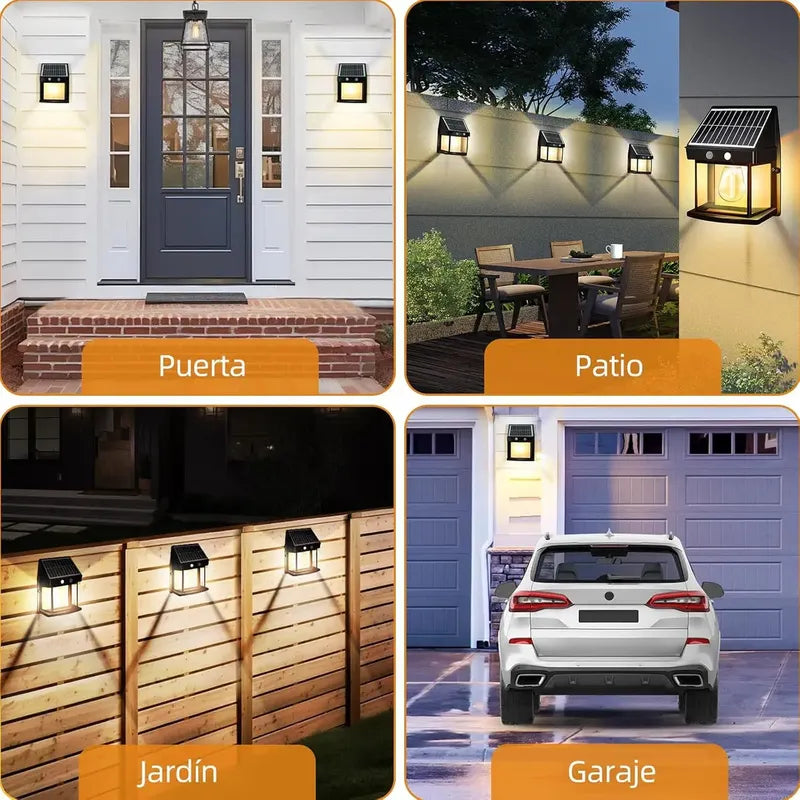 Pack De 4 Apliques Solares Keyifa Con Sensor De Movimiento Para Jardín Y Patio Negro