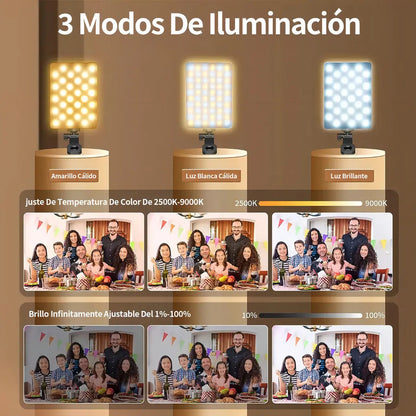 Luz De Video C¡mara Lám-para Con Clip Flash Paracelulares Blanco