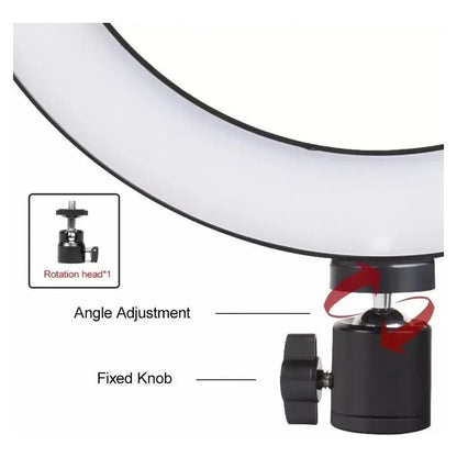 Anillo Aro Luz Led Fotografía 26 Cm + Trípode Ajustable Estructura Negro Luz Blanco Frío