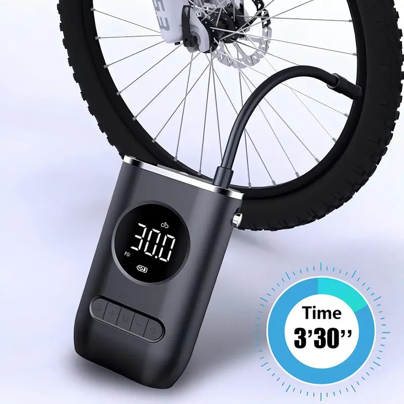 Inflador De Llantas Portable Compresor Carro Moto Balon Color Negro Fase Eléctrica Monofásica 52 Bits 110v/220v