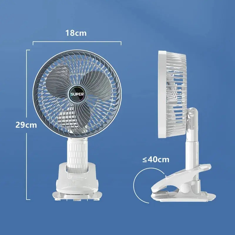 Miniventilador Super Usb Con Clip Silencioso 3 Velocidades Acero Blanco 49 Cm Plástico