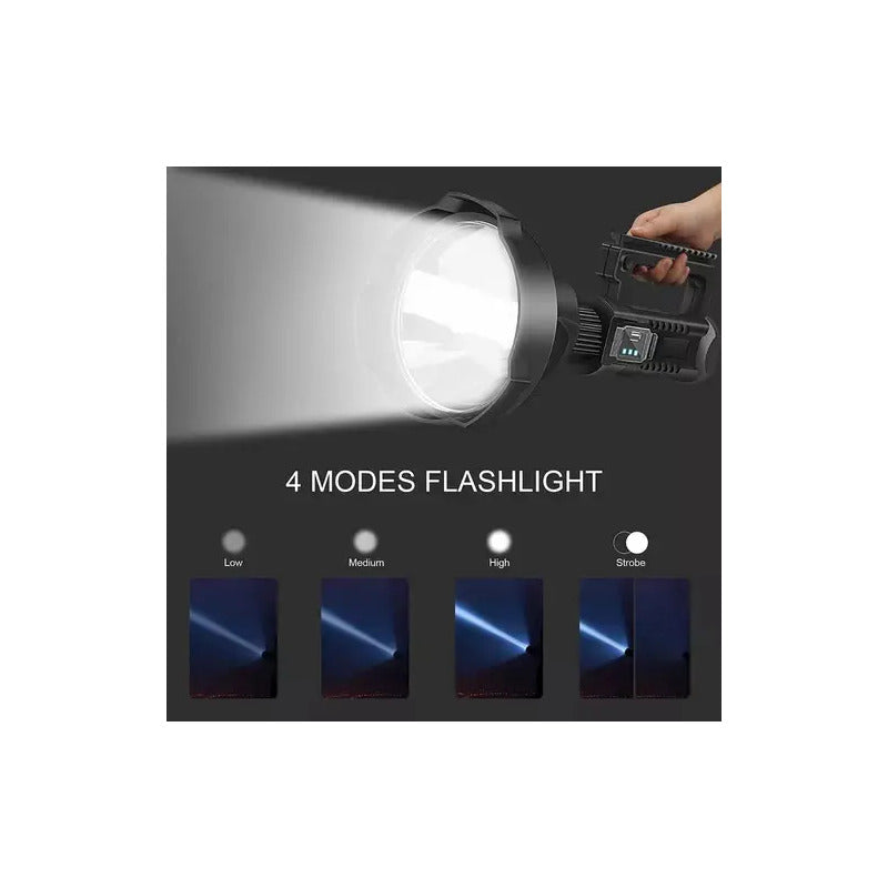 Foco Linterna Led Usb Recargable + Tripode Largo Alcance Color De La Linterna Negro Color De La Luz Frío
