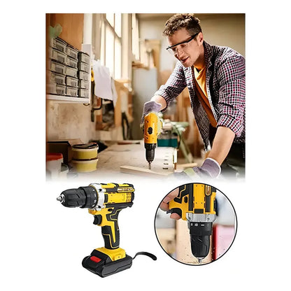 Taladro 24v Inalámbrico Recargable + 2 Baterias Color Amarillo Frecuencia 59-80