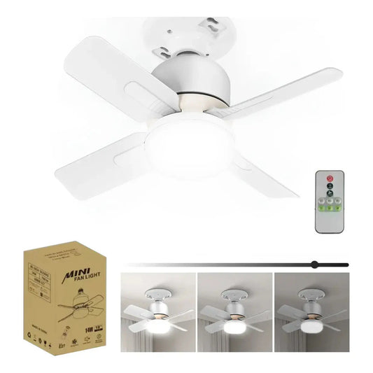 Lampara Ventilador Foco Mini Abanico De Techo Ventiladores Blanco