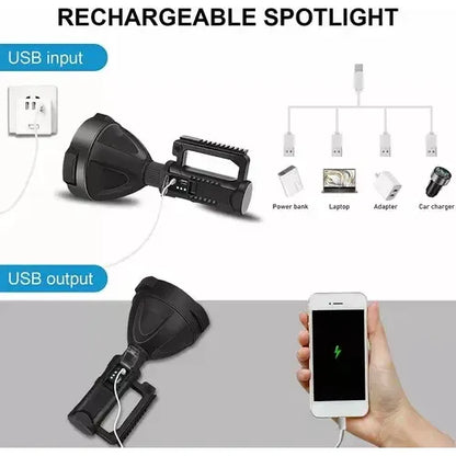 Foco Linterna Led Usb Recargable + Tripode Largo Alcance Color De La Linterna Negro Color De La Luz Frío