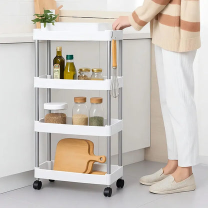 Estante Organizador 4 Niveles Con Ruedas Tecnishop Cocina Baño Oficina Blanco