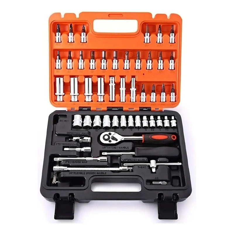Set Caja De Dados Juego Herramientas 53 Pcs Naranja