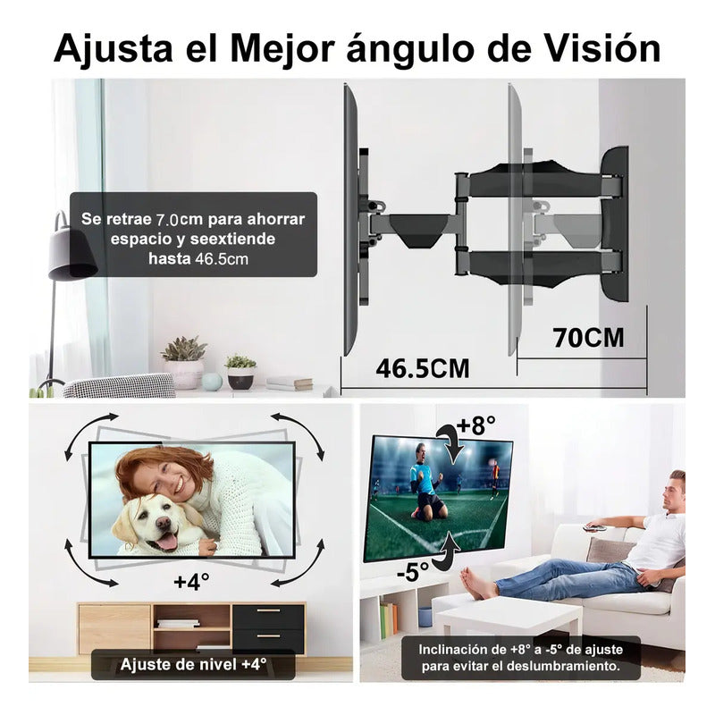 Soporte Pared Para Tv De 14 A 55 Pulgadas Con Brazo Movil Negro
