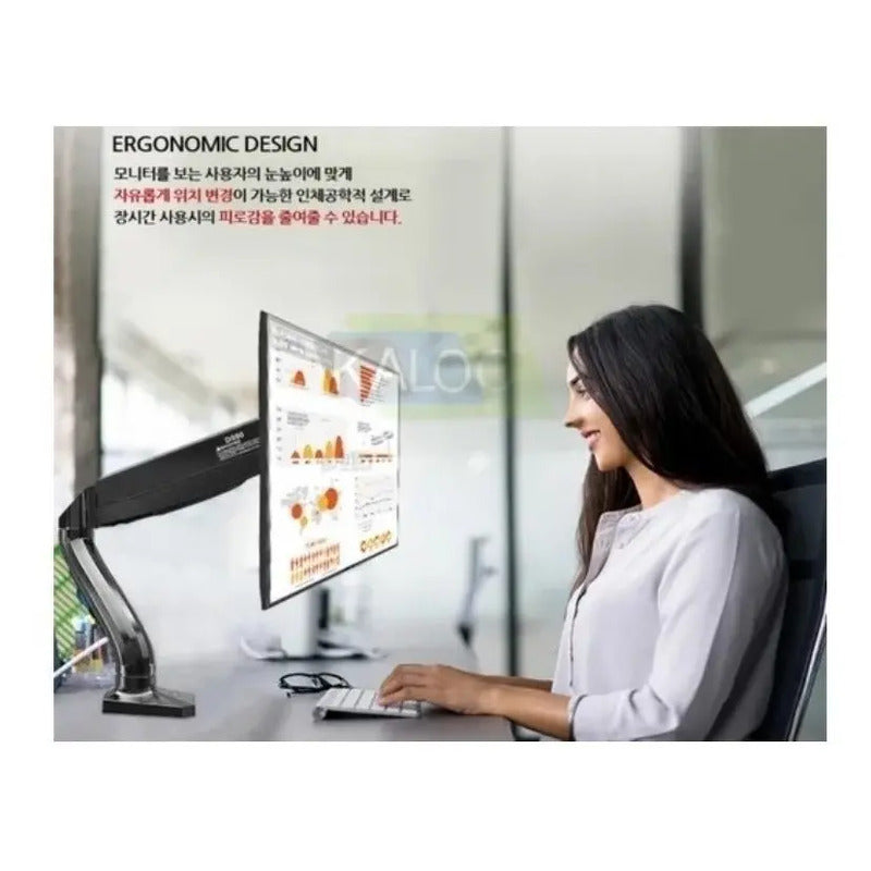 Soporte Articulado Kaloc Ds90 Para Monitor Mesa 17-32 Pulgadas Negro
