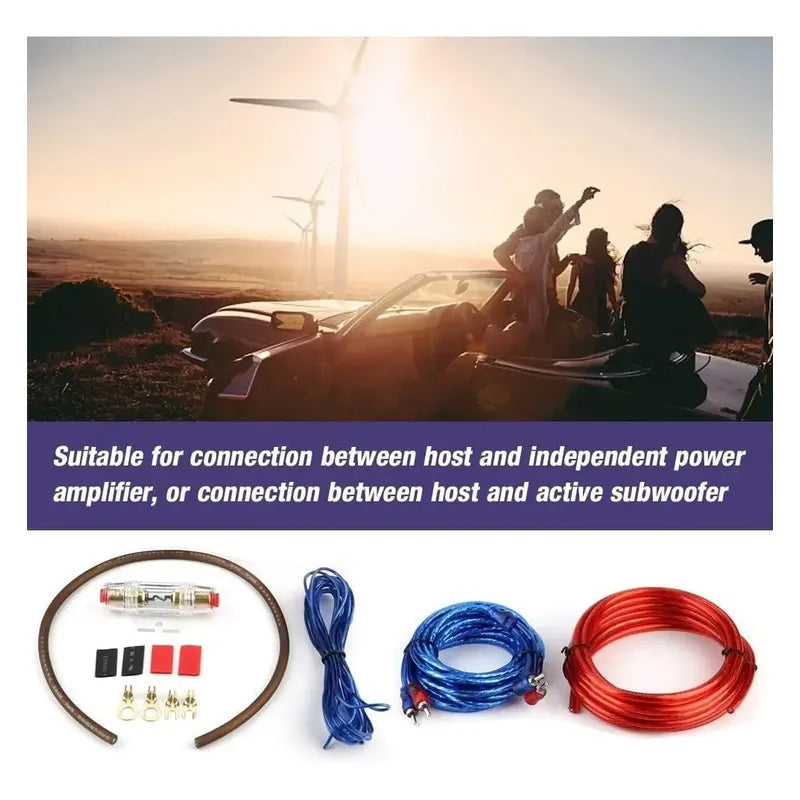 Kit Cables Para Amplificador Betensh 1500 Watts Subwoofer Rca Rojo/azul