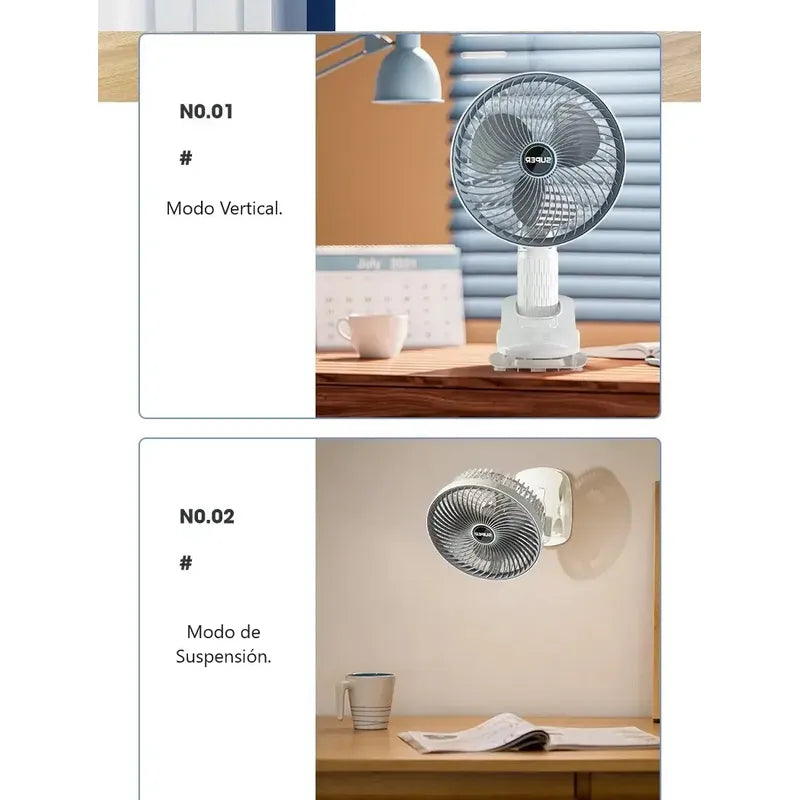 Miniventilador Super Usb Con Clip Silencioso 3 Velocidades Acero Blanco 49 Cm Plástico
