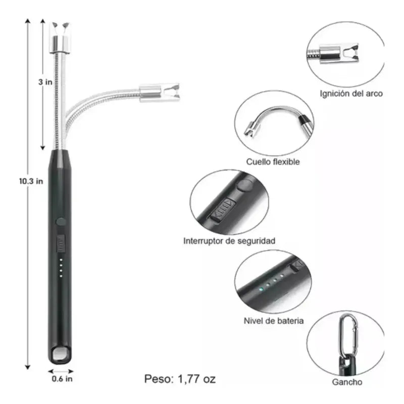 Chispero Encendedor Usb Eléctrico Plasma Recargable Premium
