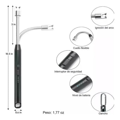 Chispero Encendedor Usb Eléctrico Plasma Recargable Premium