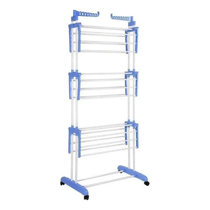 Tendedero 3 Niveles De Pie Colgador Ropa Con Rueda Vertical Portatil Color Blanco Y Azul Genérica Blanco/azul