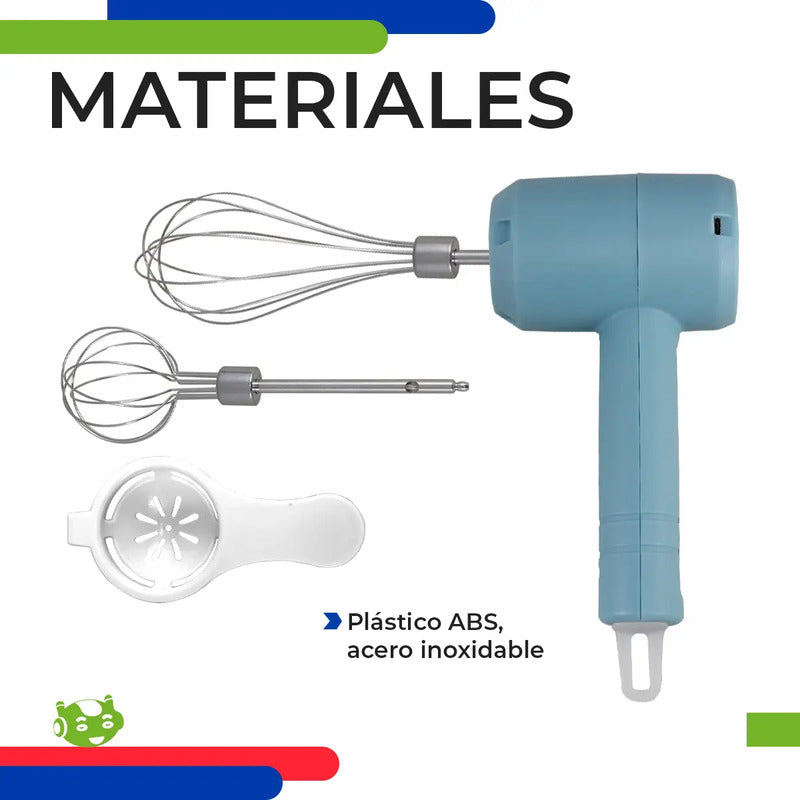 Mini Batidora De Mano 2 En 1 Recargable Inalámbrica Usb Slim Company Batidor Eléctrico Para Huevos Cremas Color Azul 50/60 Hz