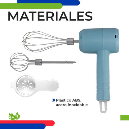 Mini Batidora De Mano 2 En 1 Recargable Inalámbrica Usb Slim Company Batidor Eléctrico Para Huevos Cremas Color Azul 50/60 Hz
