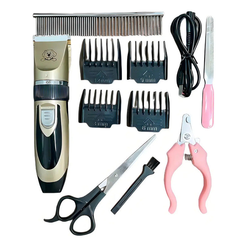 Kit De Aseo Profesional Relet Para Perros Con Cortapelos Inalámbrico Silencioso Blanco