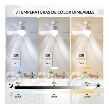 Ventilador De Techo Embassy Rosca E27 38w Led Control Remoto Blanco Plástico 4