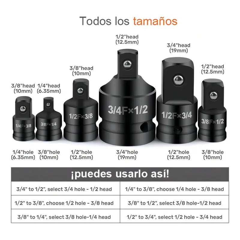 8 Pcs Juego Adaptadores Para Dados Y Llaves De Impacto