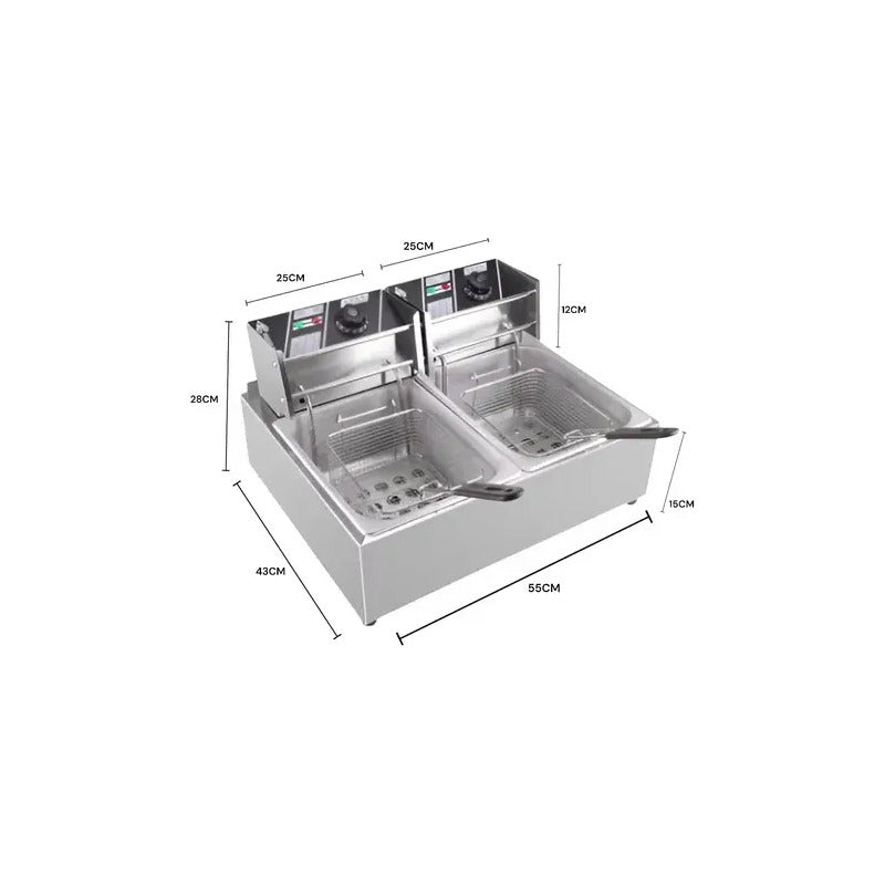 Freidora Electrica Eoland Capacidad 12 Litro Aceite Industrial Papas Fritas Plateado 50hz