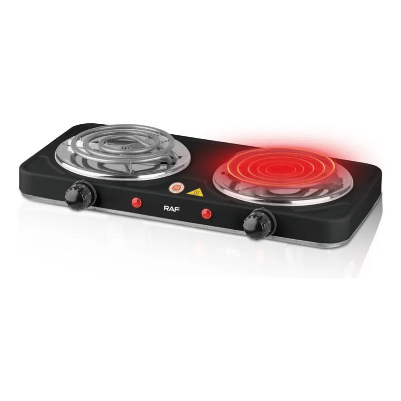 Cocina Eléctrica Portátil Sq 2 Quemadores 2000w Acero Inoxidable Negra Negro