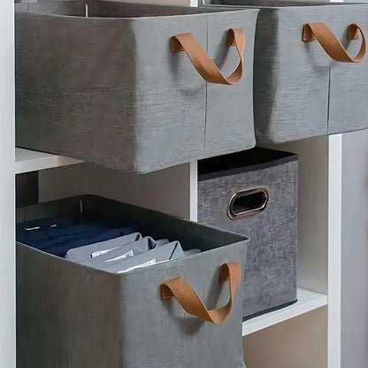 Kit 6 Cajas Organizadoras Multiusos Apilables De Tela Y Metal Gris Liso