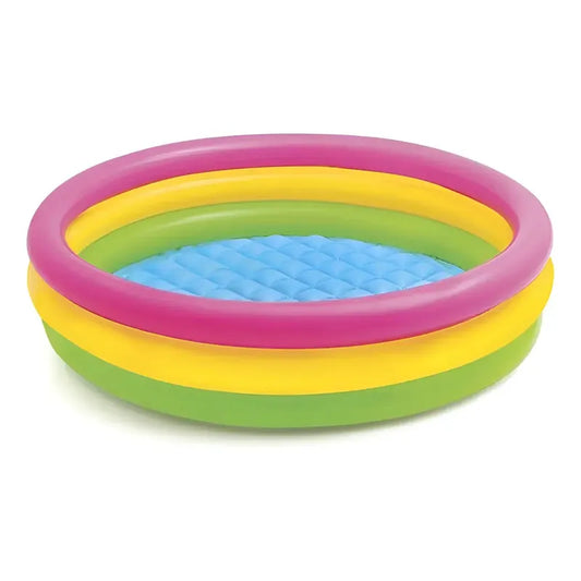 Piscina Para Bebes Redonda 3 Anillos Acolchada 147cmx33cm Multicolor