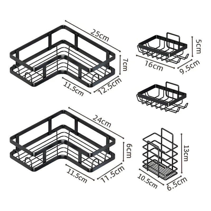 Esquinero Organizador Adhesivo De Pared 5 Piezas Negro Okay