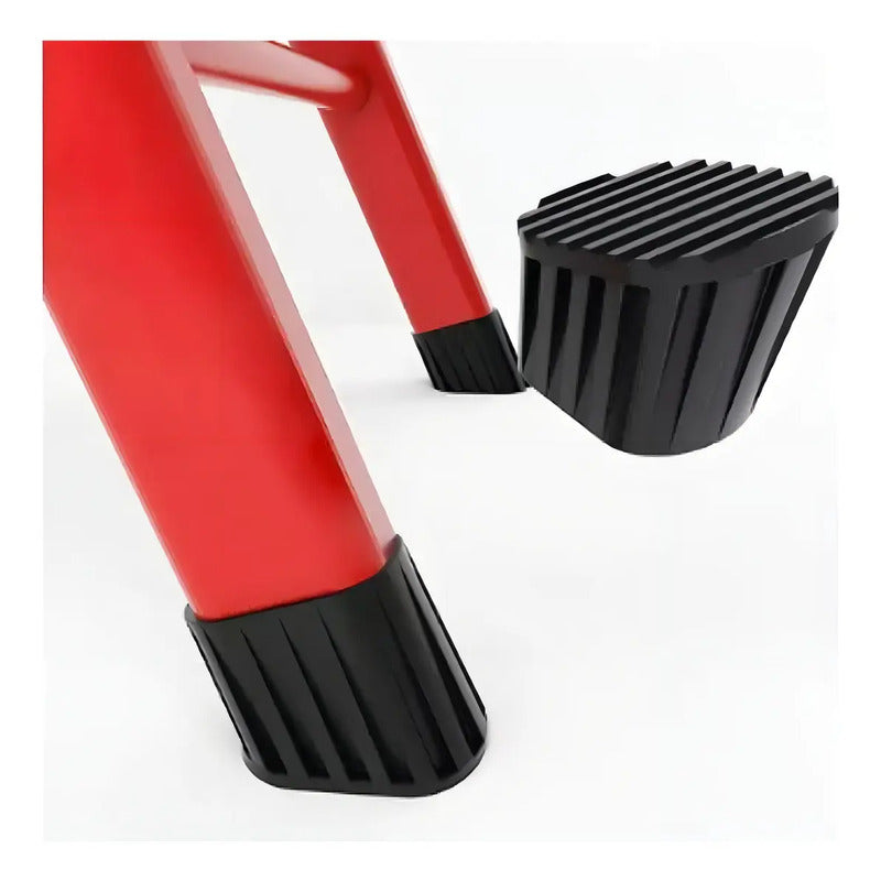 Escalera 3 Escalones Antideslizante Plegable Aluminio Rojo