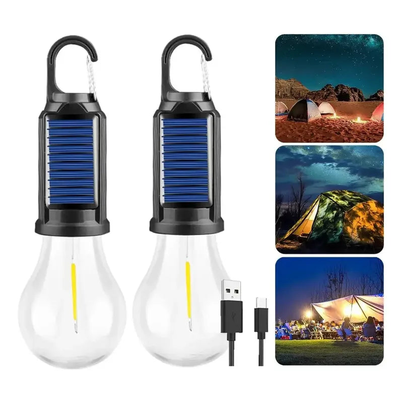 Pack X4 Ampolleta Solar / Recargable Usb Emergencia Portatil Blanco Cálido