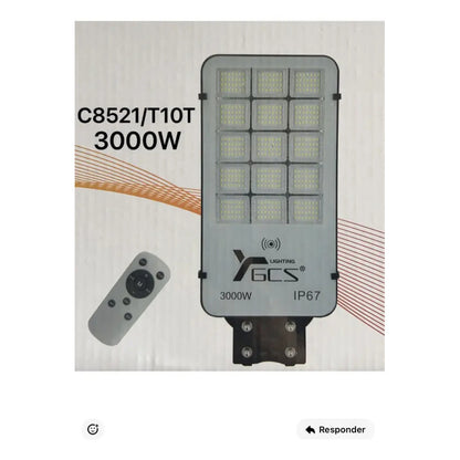 Foco Solar 3000w Led Potente Sensor + Control + Soporte Negro
