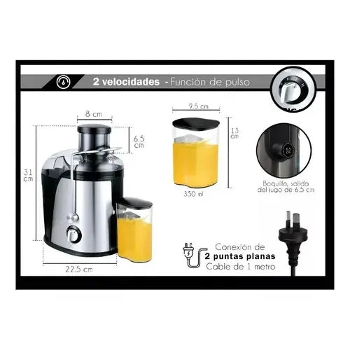 Exprimidor Eléctrico Raf R.2805 500w 350ml Para Frutas Y Verduras Duras Negro