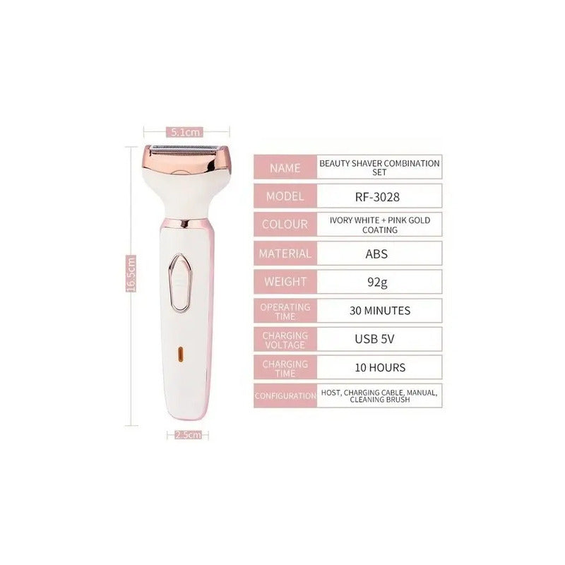 Depiladora Electrica Mujer, 4 En 1 Rasuradora Mujer Portátil Sin Dolor, Afeitadora Femenina Usb Recargable, Impermeable Ipx7, Apto Para Bikini, Axilas, Brazos Y Facial Blanco