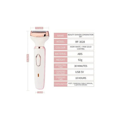 Depiladora Electrica Mujer, 4 En 1 Rasuradora Mujer Portátil Sin Dolor, Afeitadora Femenina Usb Recargable, Impermeable Ipx7, Apto Para Bikini, Axilas, Brazos Y Facial Blanco