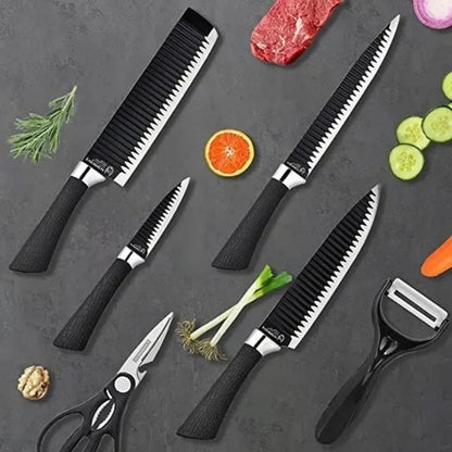 Set De Cuchillos Cocina Profesional Multiuso Tijera+pelador Negro