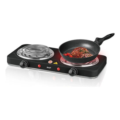 Cocina Eléctrica Portátil Sq 2 Quemadores 2000w Acero Inoxidable Negra Negro