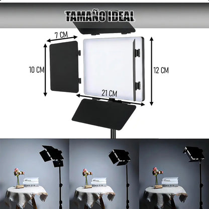 Panel Led Arcashopping Regulable Para Fotografía Y Video, 2500k A 6500k Negro Blanco Cálido