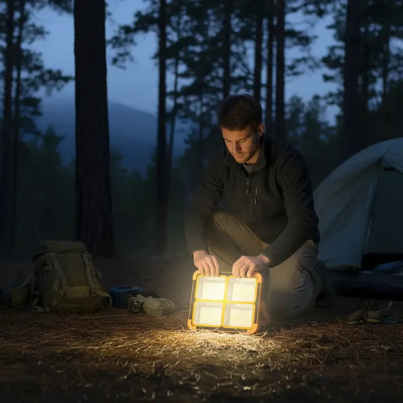 Lampara De Emergencia Foco Solar Recargable Led Camping Color Naranja