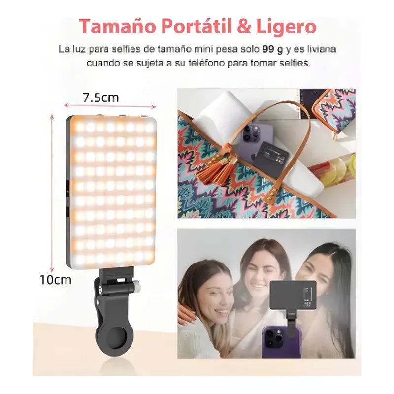 Luz De Video C¡mara Lám-para Con Clip Flash Paracelulares Blanco