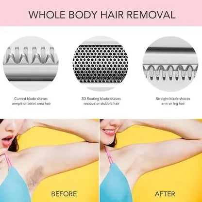 Depiladora Electrica Mujer, 4 En 1 Rasuradora Mujer Portátil Sin Dolor, Afeitadora Femenina Usb Recargable, Impermeable Ipx7, Apto Para Bikini, Axilas, Brazos Y Facial Blanco