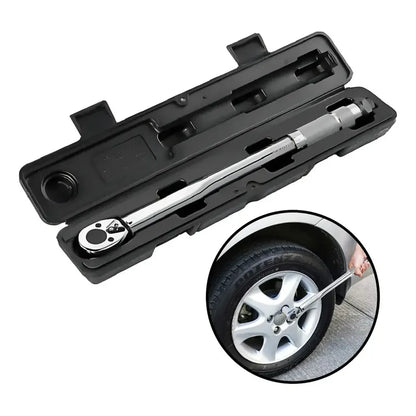 Torquímetro Profesional 1/2 Traba Regulable Precisión 2.9 A 21 Kg Herramienta Ajuste Torque Con Estuche Mecánico Taller Auto Moto Automotriz Trinquete Seguro Medidor Cromado Fijo Plateado