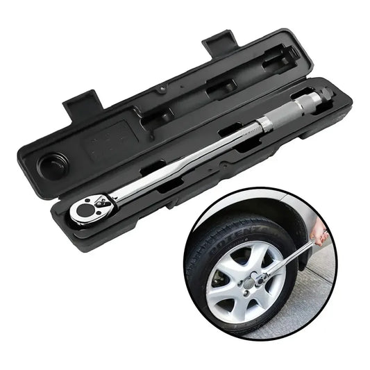 Torquímetro Profesional 1/2 Traba Regulable Precisión 2.9 A 21 Kg Herramienta Ajuste Torque Con Estuche Mecánico Taller Auto Moto Automotriz Trinquete Seguro Medidor Cromado Fijo Plateado
