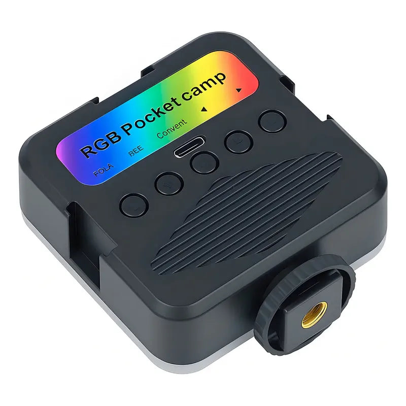 Luz Led Recargable Mushovi Qx-16 Foco Rgb Para Selfies Y Videos 1800mah Negro
