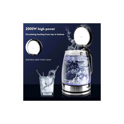 Hervidor Electrico Vidrio Led 2lts Transparente Hervidores Celeste
