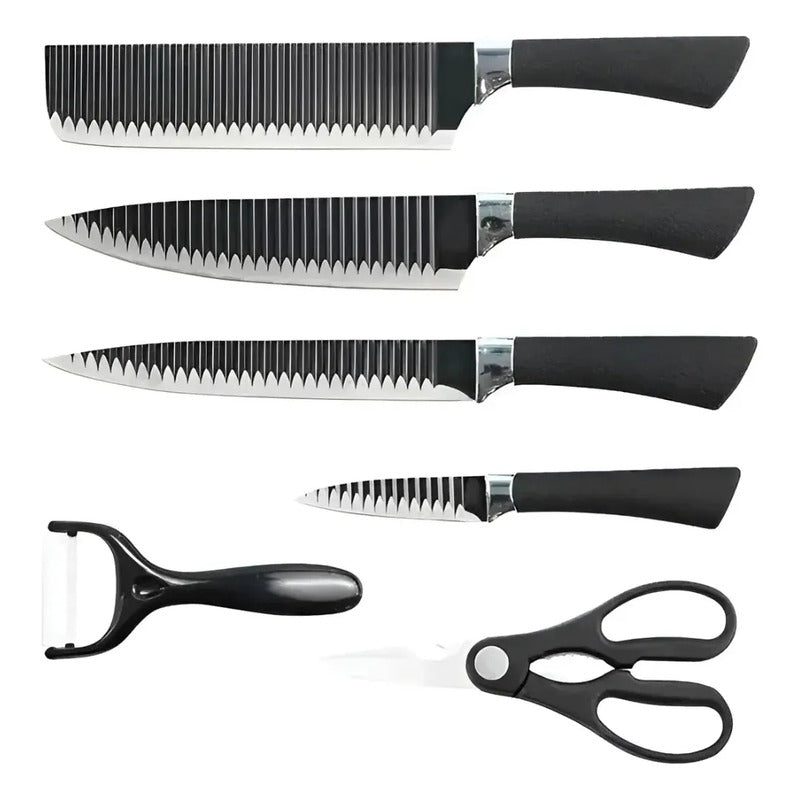 Set De Cuchillos Cocina Profesional Multiuso Tijera+pelador Negro