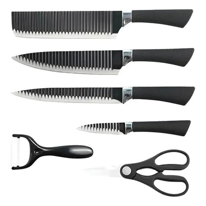 Set De Cuchillos Cocina Profesional Multiuso Tijera+pelador Negro