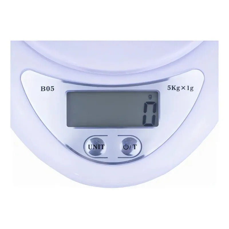 Pesa Digital Mini Gramera Recipiente Bowl Cocina 5 Kilos 1gr Capacidad Máxima 5 Kg Color Blanca Blanco