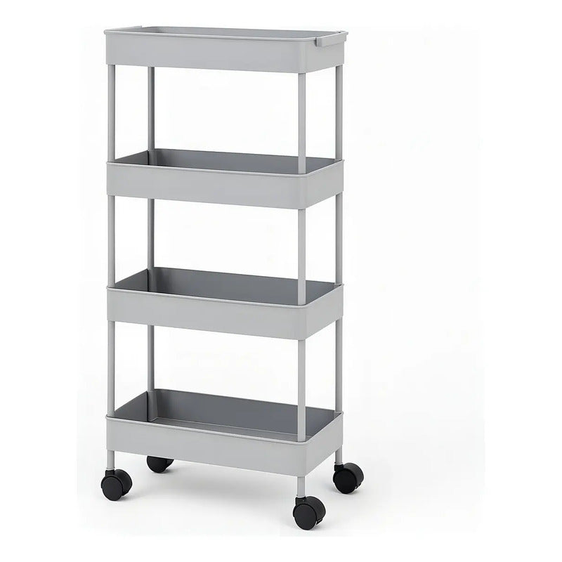 Estante Organizador 4 Niveles Con Ruedas Tecnishop Cocina Baño Oficina Blanco