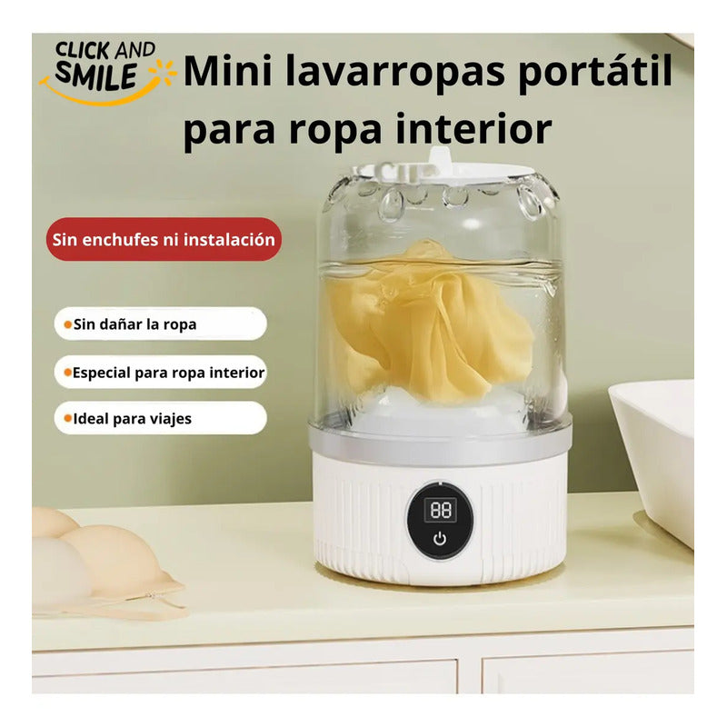 Mini Lavarropas Portátil De Carga Superior Para Ropa Delicada Y Bebé Con Usb Blanco